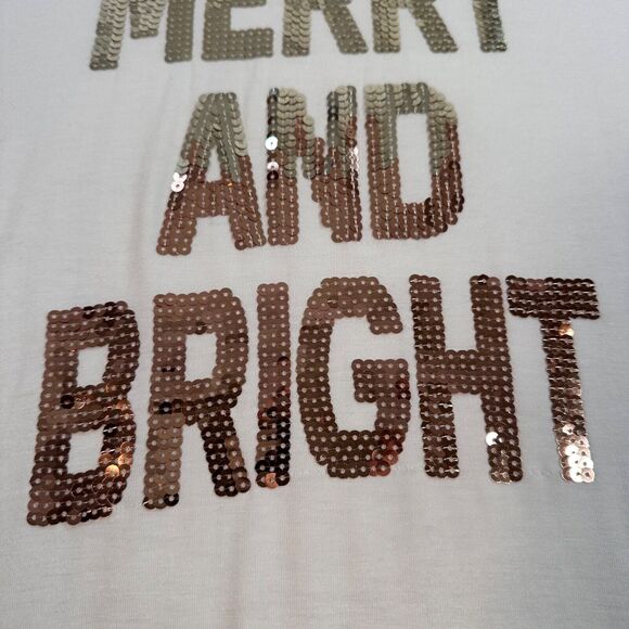 Cato Est. 1946 Merry and Bright Holiday Shirt Women's 22/24W White Sequins - Picture 4 of 8